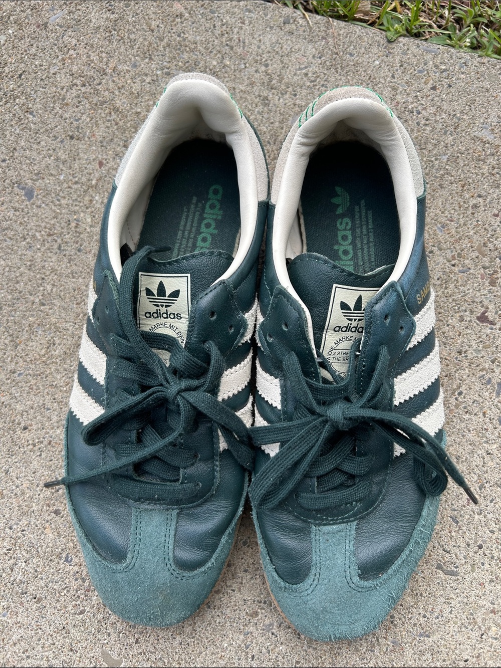 adidas Men’s Dark Green and White Samba Sneakers